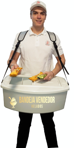 Un buen aislamiento asegura que las bebidas bandeja vendedor helados guardan optimadamente su temperatura.